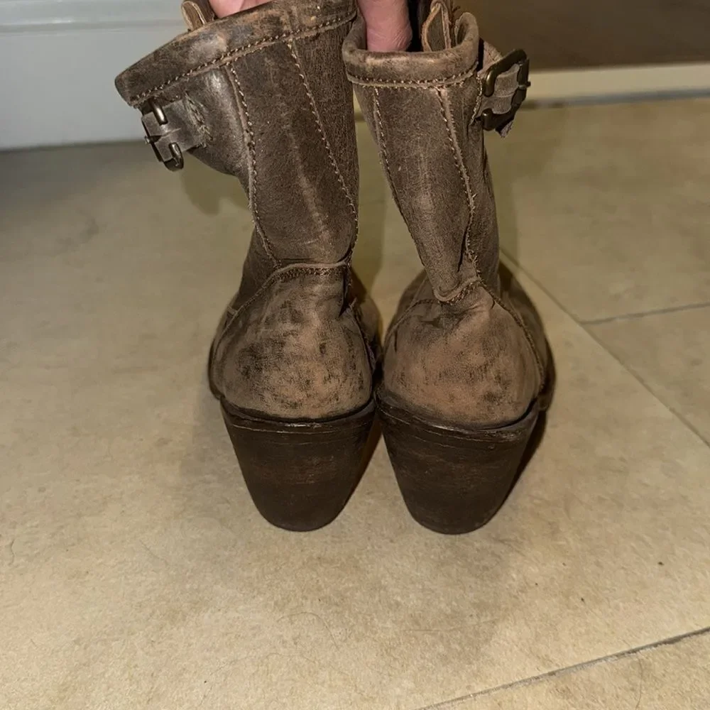 Women's Brown Leather Cowboy Boots Size 8 Made in Mexico - Like New LEATHER - Picture 5 of 7